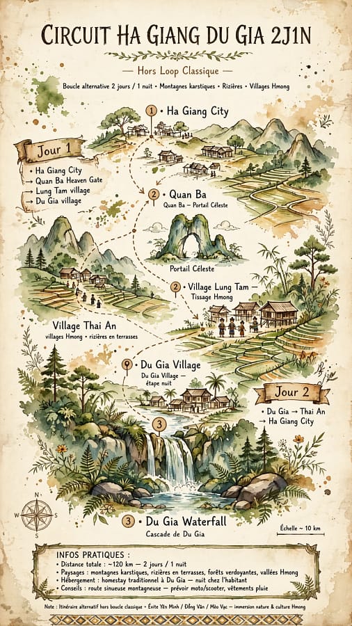 Circuit Ha Giang Du Gia 2 Jours 1 Nuit Guide Francophone - Itinéraire Moto + Trek