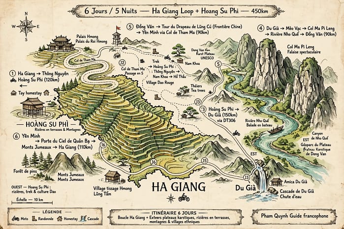 itinéraire 6 jours secret - Hoang Su Phi + Loop complet